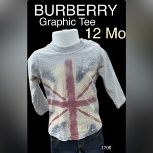 BURBERRY Baby BOY L/S LOGO 🇬🇧Graphic Tee! 100% Cotton🔥12 Months!🇬🇧